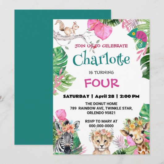 Schattige Dragon Zoo oerwoud Dieren Verjaardag Blo Kaart (Voorkant / Achterkant)