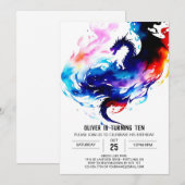 Schattige Dragon's Mythical Birthday Kaart (Voorkant / Achterkant)