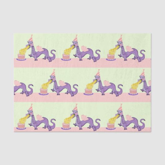 Schattige Draken Verjaardag Tissuepapier (Voorkant)
