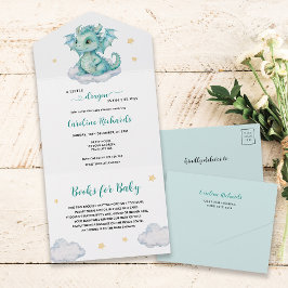 Schattige Drakenboeken voor Baby All In One Uitnodiging