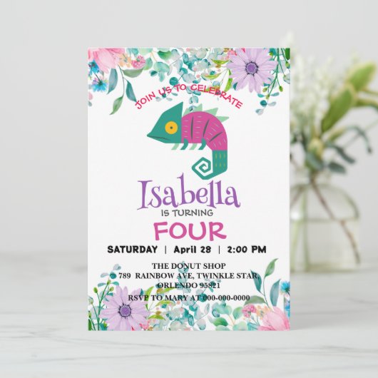 Schattige drakendier oerwouden Verjaardagsbloem ki Kaart (Staand voorkant)