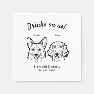 Schattige Dranken Zijn Op Ons Corgi Dachshund Trou Servet