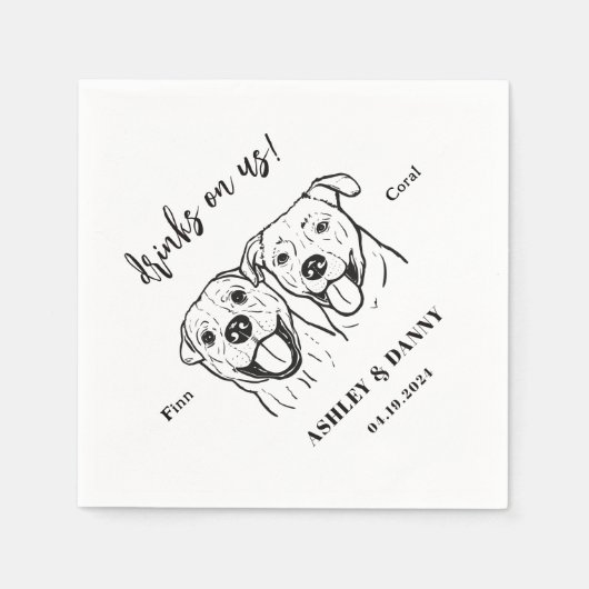 Schattige Drankjes Op Ons Hond Trouw Pet Naam Servet (Voorkant)