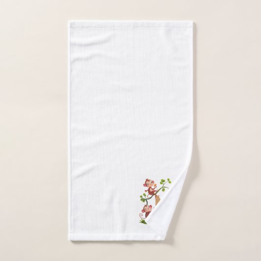 Schattige Drie Apen en Gouden Monogram op Wit Bad Handdoek (Handdoek)
