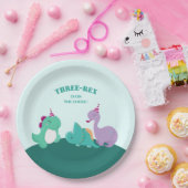 Schattige Drie Dinosaurus Verjaardag Papieren Bordje (Feest)