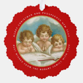 Schattige drie engelen kerstvakantie foto ornament kaart (Achterkant)