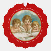 Schattige drie engelen kerstvakantie foto ornament kaart (Voorkant)