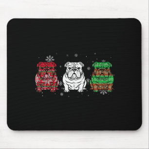 Schattige drie Engelse Bulldog Kerst voor vrouwen Muismat