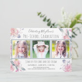 Schattige Drie-foto Pre-School Afstuderen voor Mei Kaart (Staand voorkant)