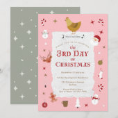 Schattige drie Franse kippen 3e dag van het kerstf Kaart (Voorkant / Achterkant)