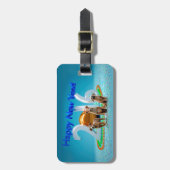 Schattige Drie Honden die Gelukkig Nieuwjaar 2016  Bagagelabel (Voorkant verticaal)