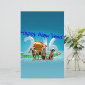 Schattige Drie Honden die Gelukkig Nieuwjaar 2016 Briefpapier (Staand voorkant)