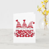 Schattige drie kabouters met rode hart Valentijnsd Kaart (Gele Bloem)