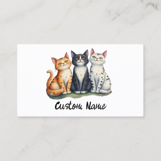 Schattige Drie Katten Kittens Dieren Visitekaartje (Achterkant)