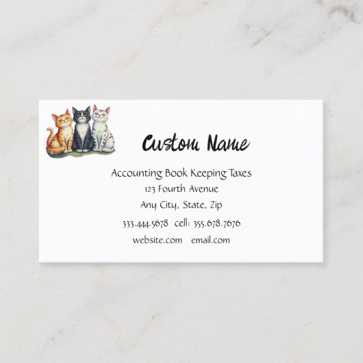 Schattige Drie Katten Kittens Dieren Visitekaartje (Voorkant)