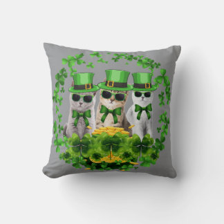Schattige drie katten St. Patrick-cadeau kitty kat Kussen