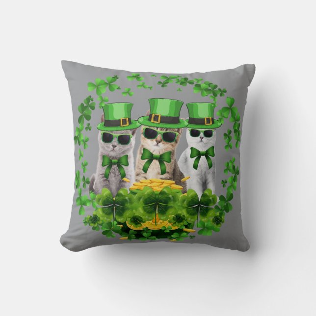 Schattige drie katten St. Patrick-cadeau kitty kat Kussen (Voorkant)
