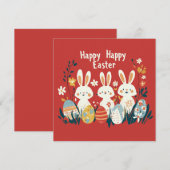 Schattige drie konijntjes Paas Kaart (Voorkant / Achterkant)