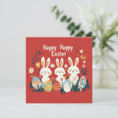 Schattige drie konijntjes Paas Kaart (Staand voorkant)