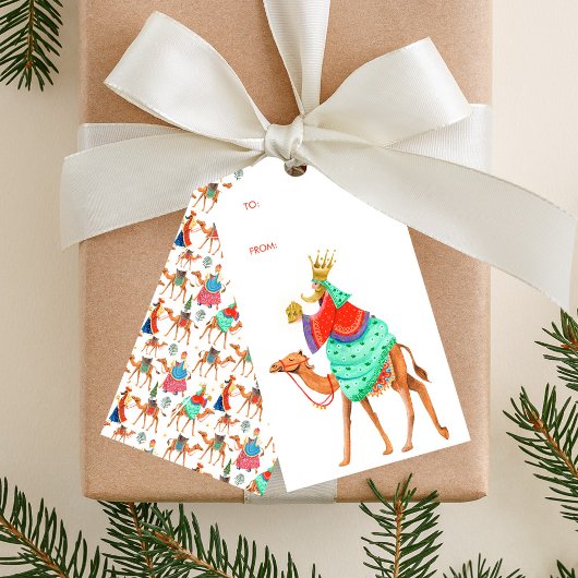 Schattige Drie Koningen Kerstmis Cadeaulabel
