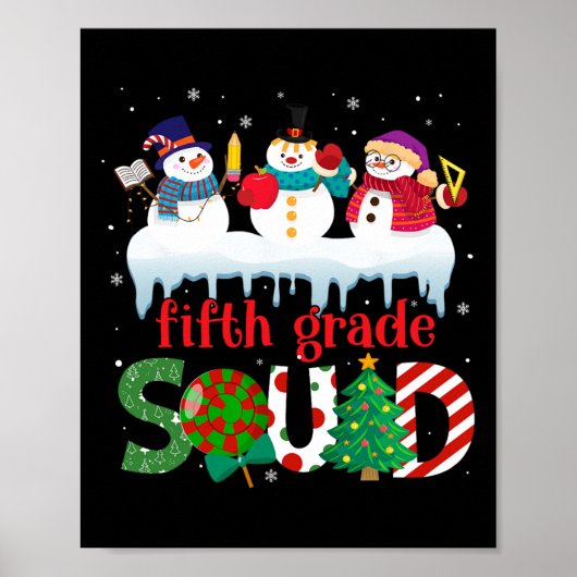 Schattige drie sneeuwman leraar kinderen vijfde kl poster (Voorkant)