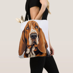 SCHATTIGE DRIEKLEURIGE BASSETHOND TOTE BAG