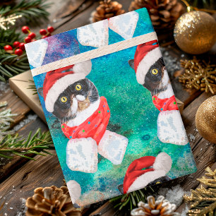 Schattige driekleurige kat grappige kerstvakantie cadeaupapier