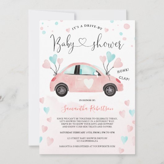 Schattige Drive door baby shower auto waterverf ha Kaart (Voorkant)