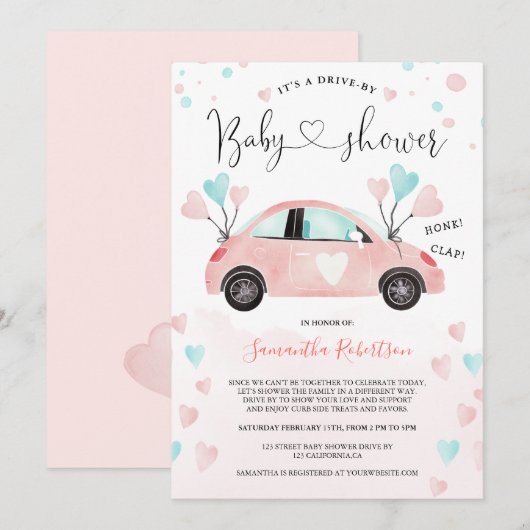 Schattige Drive door baby shower auto waterverf ha Kaart (Voorkant / Achterkant)