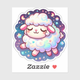 Schattige dromerig schaap met sterren en maan sticker