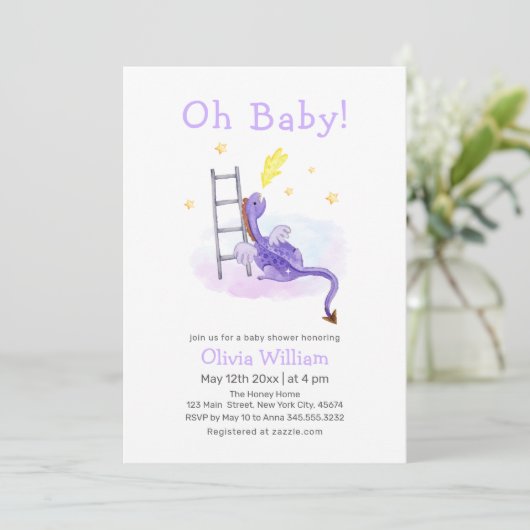 Schattige Dromerig Sprookje Dragon Stars Baby show Kaart (Staand voorkant)