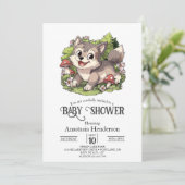 Schattige dromerig wolf Baby shower Kaart (Staand voorkant)