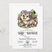 Schattige dromerig wolf Baby shower Kaart (Voorkant / Achterkant)