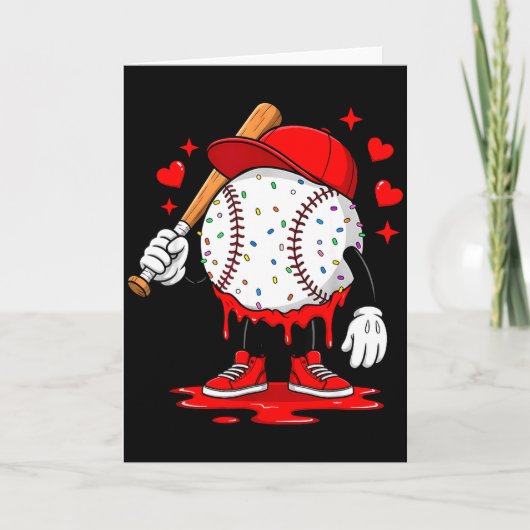 Schattige druipende honkbal liefhebber Valentijnsd Kaart (Voorkant)