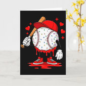Schattige druipende honkbal liefhebber Valentijnsd Kaart (Gele Bloem)