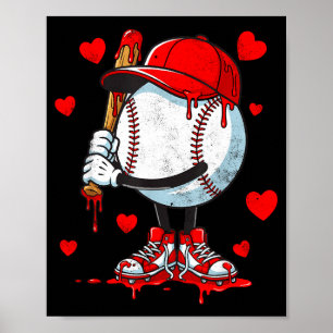 Schattige druipende honkbal liefhebber Valentijnsd Poster