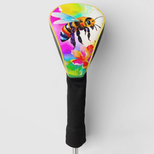 Schattige drukke bij aquarel golfheadcover (Voorkant)