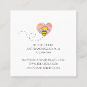 Schattige drukke hommels en roze hart boetiek vierkante visitekaartje (Achterkant)