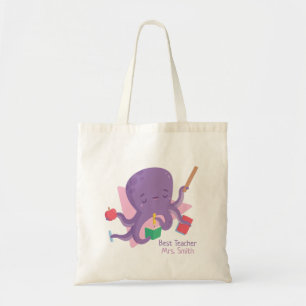 Schattige drukke octopus beste leraar gepersonalis tote bag