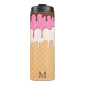Schattige Druppelend IJs Waffle Cone Monogram Thermosbeker (Voorkant)
