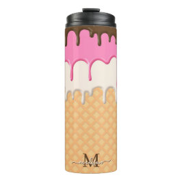 Schattige Druppelend IJs Waffle Cone Monogram Thermosbeker