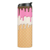 Schattige Druppelend IJs Waffle Cone Monogram Thermosbeker (Gedraaid links)