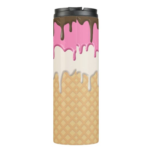 Schattige Druppelend IJs Waffle Cone Monogram Thermosbeker (Achterkant)