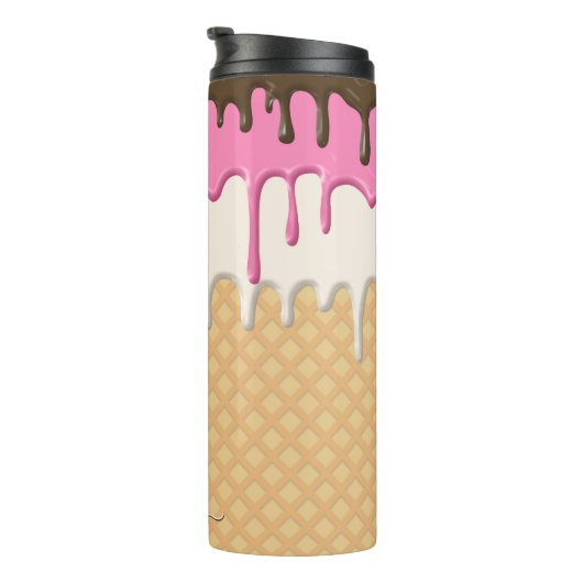 Schattige Druppelend IJs Waffle Cone Monogram Thermosbeker (Geroteerd rechts)