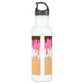 Schattige Druppelend IJs Waffle Cone Monogram Waterfles (Achterkant)