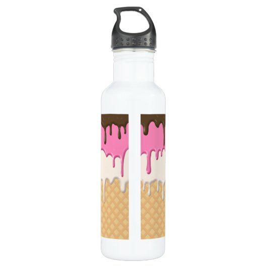 Schattige Druppelend IJs Waffle Cone Monogram Waterfles (Achterkant)