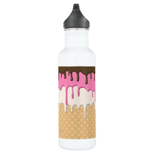 Schattige Druppelend IJs Waffle Cone Monogram Waterfles (Rechts)