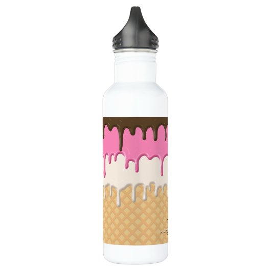 Schattige Druppelend IJs Waffle Cone Monogram Waterfles (Links)