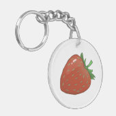 Schattige dubbelzijdig aardbeien Sleutelhanger (Voorkant Links)