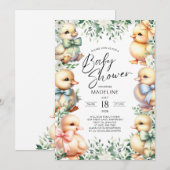 Schattige Duck Greenery Baby shower Uitnodiging (Voorkant / Achterkant)